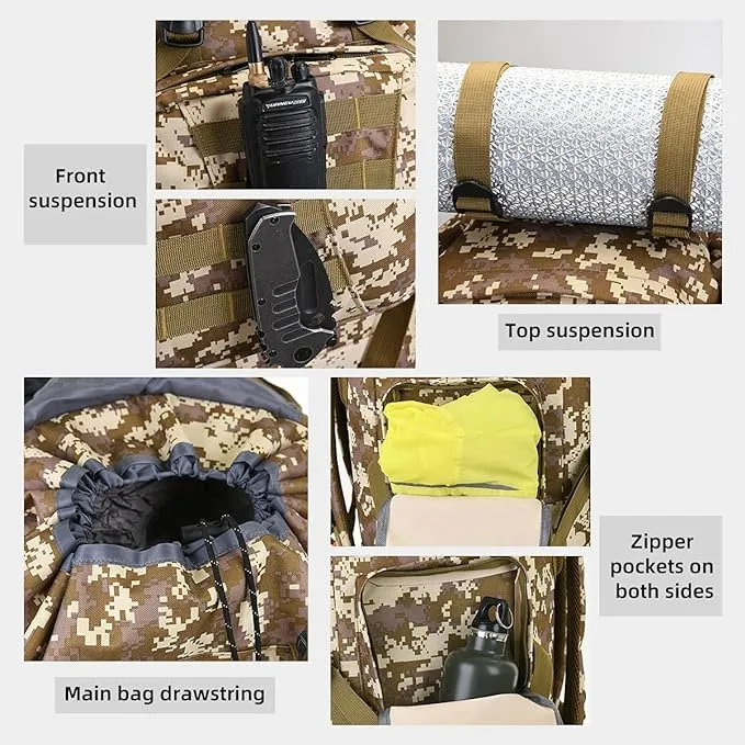 100L Camping Hiking Backpack,Molle military Tactical rucksack backpack,Waterproof Lightweight Hiking Backpack (CityCamo-C)