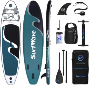 11'x34 x6 Inflatable Stand Up Paddle Board, Surfboard, Surfing Paddle Board, Balance Float Board, Universal Travel Board, PVC Brushed Material, with Accessories