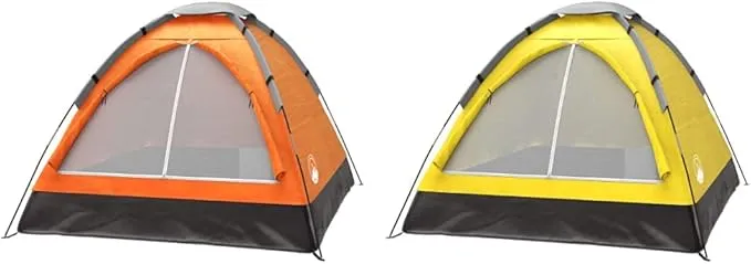 2-Person Camping Tent - Includes Rain Fly and Carrying Bag - Lightweight Compact Outdoor Tent for Backpacking, Hiking, or Beaches by Wakeman (Orange)