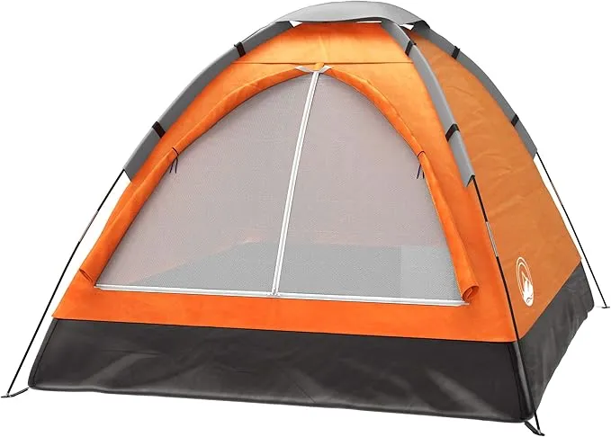 2-Person Camping Tent - Includes Rain Fly and Carrying Bag - Lightweight Compact Outdoor Tent for Backpacking, Hiking, or Beaches by Wakeman (Orange)