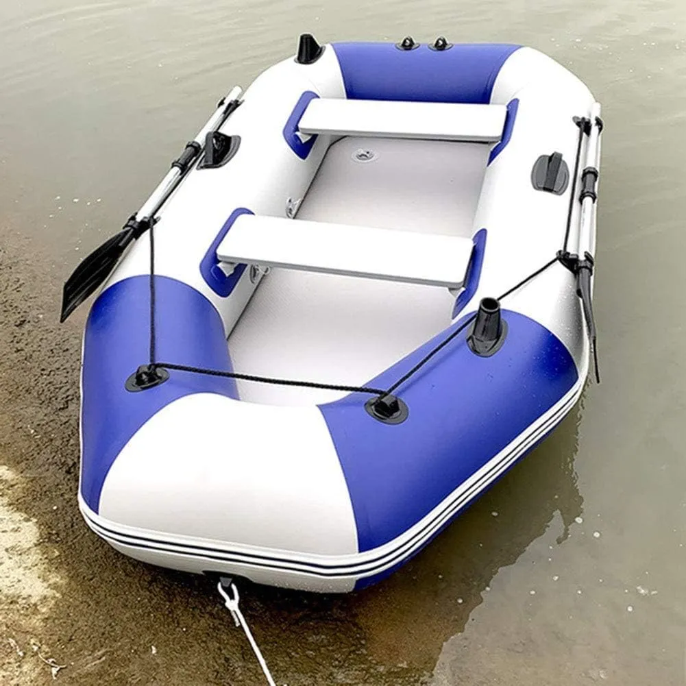 3-4 Person Inflatable Kayak Set, Thickened Anti-Puncture Brushed Bottom Kayak, Adventure Canoe Outdoor Leisure Fishing Boat,White