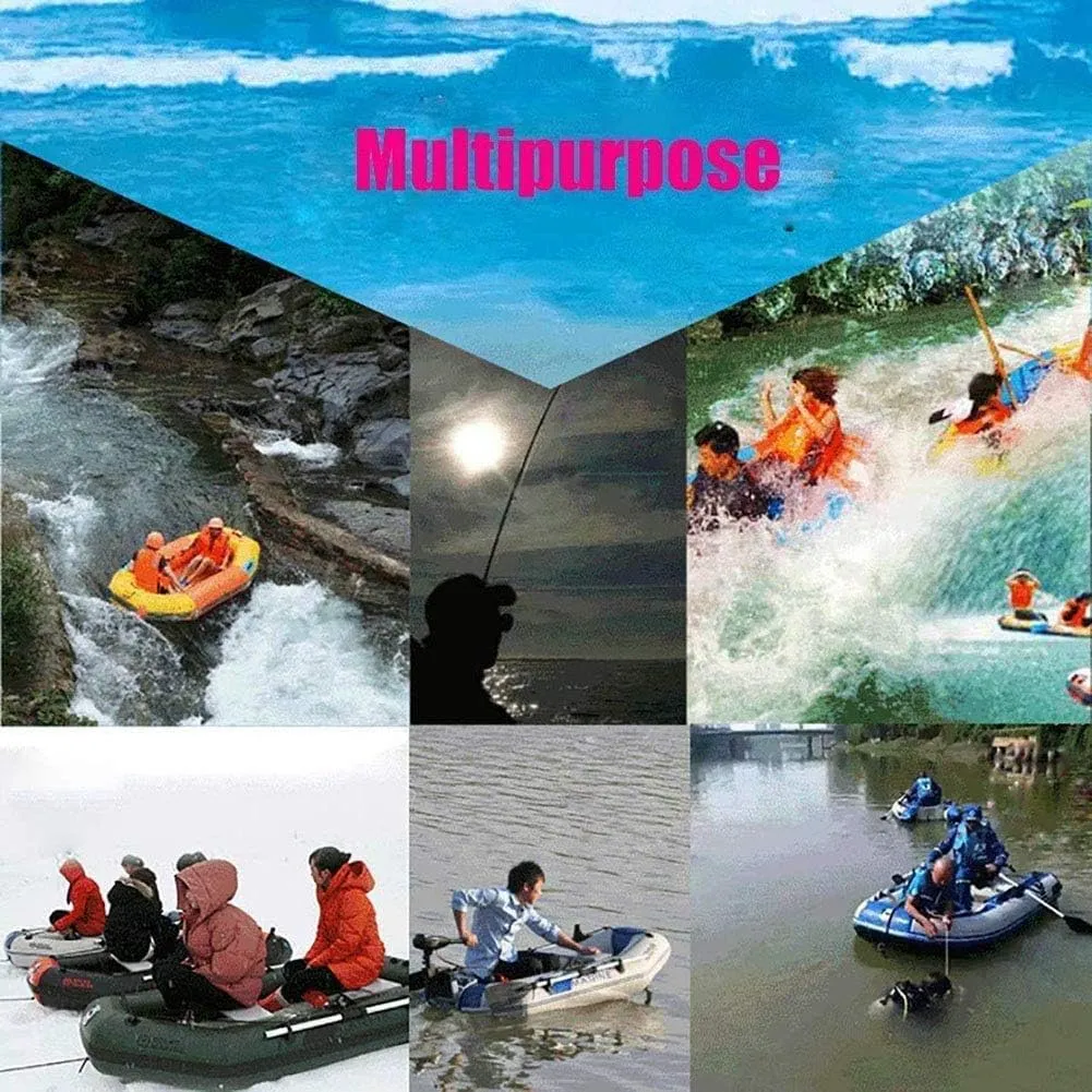 3-4 Person Inflatable Kayak Set, Thickened Anti-Puncture Brushed Bottom Kayak, Adventure Canoe Outdoor Leisure Fishing Boat,White