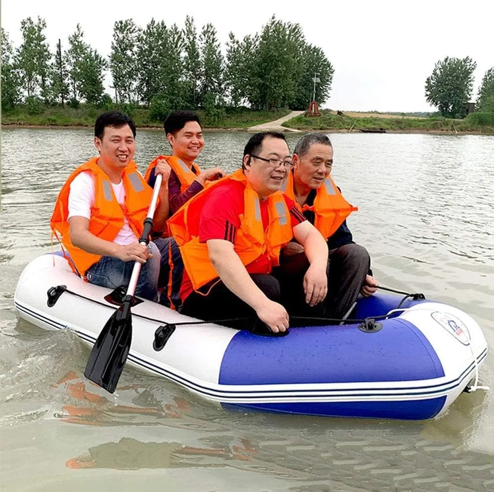 3-4 Person Inflatable Kayak Set, Thickened Anti-Puncture Brushed Bottom Kayak, Adventure Canoe Outdoor Leisure Fishing Boat,White