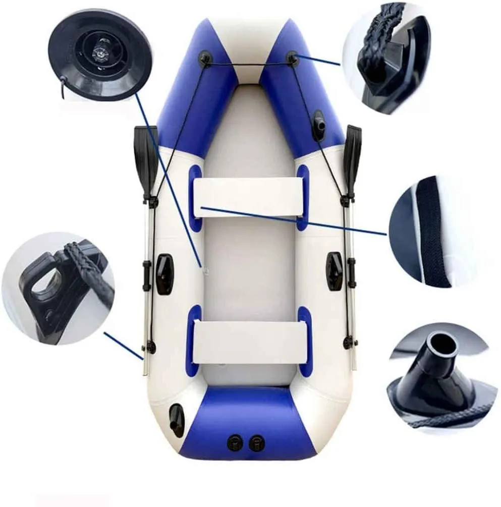 3-4 Person Inflatable Kayak Set, Thickened Anti-Puncture Brushed Bottom Kayak, Adventure Canoe Outdoor Leisure Fishing Boat,White