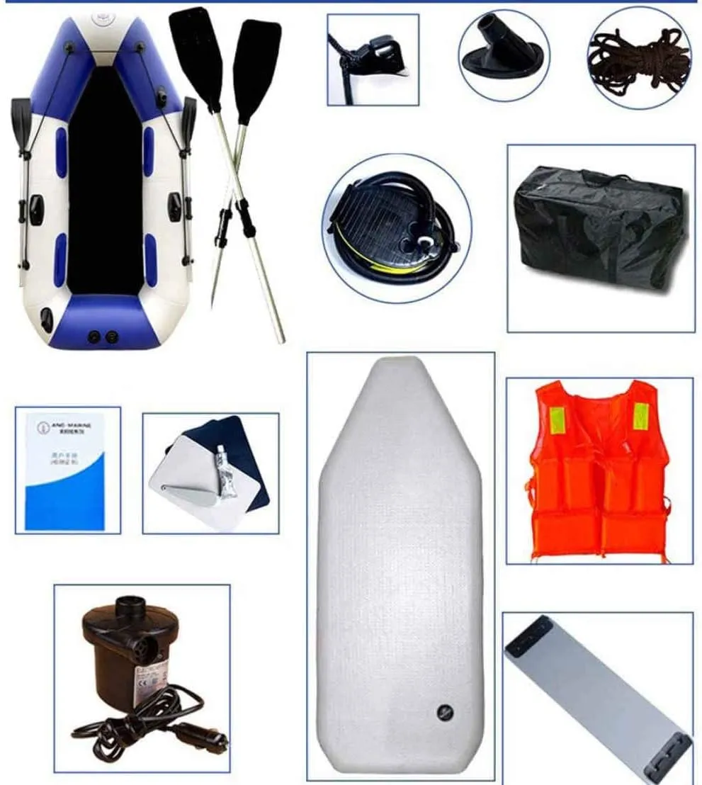 3-4 Person Inflatable Kayak Set, Thickened Anti-Puncture Brushed Bottom Kayak, Adventure Canoe Outdoor Leisure Fishing Boat,White