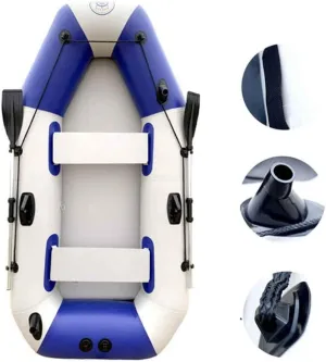 3-4 Person Inflatable Kayak Set, Thickened Anti-Puncture Brushed Bottom Kayak, Adventure Canoe Outdoor Leisure Fishing Boat,White