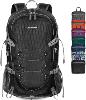40L Lightweight Hiking Backpack Travel Packable Daypack for Women and Men, Black