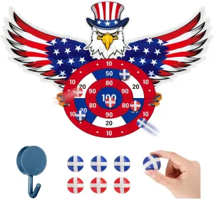 4th of July Games Set Patriotic Dart Board Games with 6 Sticky Balls Independence American Day Party Favor for Red White and Blue Party Throwing Indoor Outdoor Yard(Eagle)