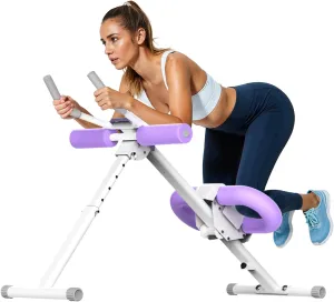 Ab Machine, Adjustable Ab Trainer Machine for Abs Workout at Home Gym, Foldable, Knee Protection, Abdominal Trainer for Stomach Workout Purple