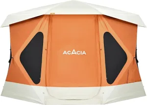 ACACIA Space Camping Tent XL, 4-6 Person Large Family Tent with 6'10'' Height, 2 Doors, 8 Windows, Waterproof Pop Up Easy Setup Hub Tent with Rainfly, Footprint for Car Camping, Glamping, Persimmon