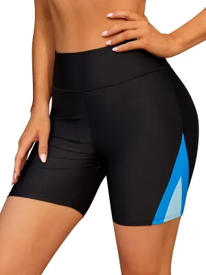 ATTRACO Women's High Waisted Swim Shorts with Pockets Plus Size Bathing Suit Bottoms Long Board Shorts