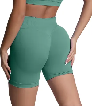 Beach Shorts for Women No Front Seam High Waist Biker Shorts Workout Spandex Tummy Control Yoga Short Pants