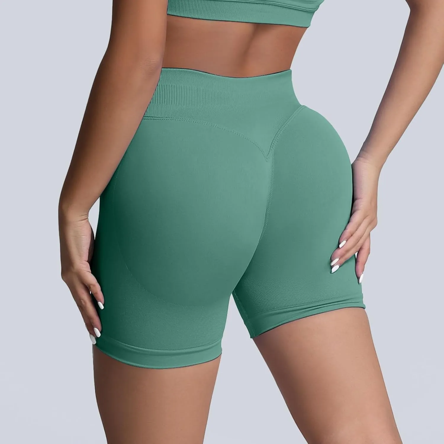 Beach Shorts for Women No Front Seam High Waist Biker Shorts Workout Spandex Tummy Control Yoga Short Pants