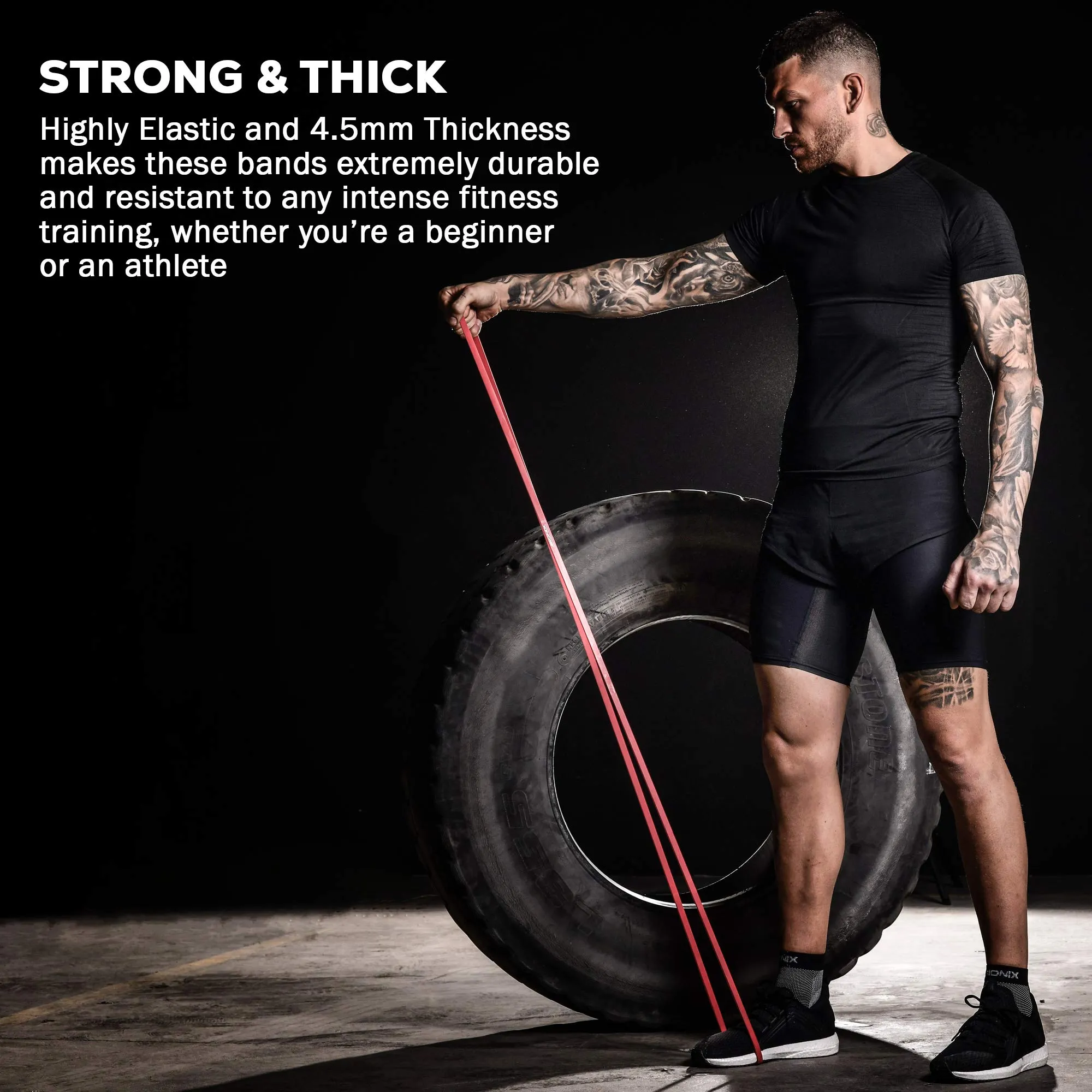 Bionix Resistance Bands Set - 3pcs Exercise Band For Men and Women Pull UP Assistance Heavy Elastic Rubber Long Loop Arm Legs Glutes Fitness Gym Workout