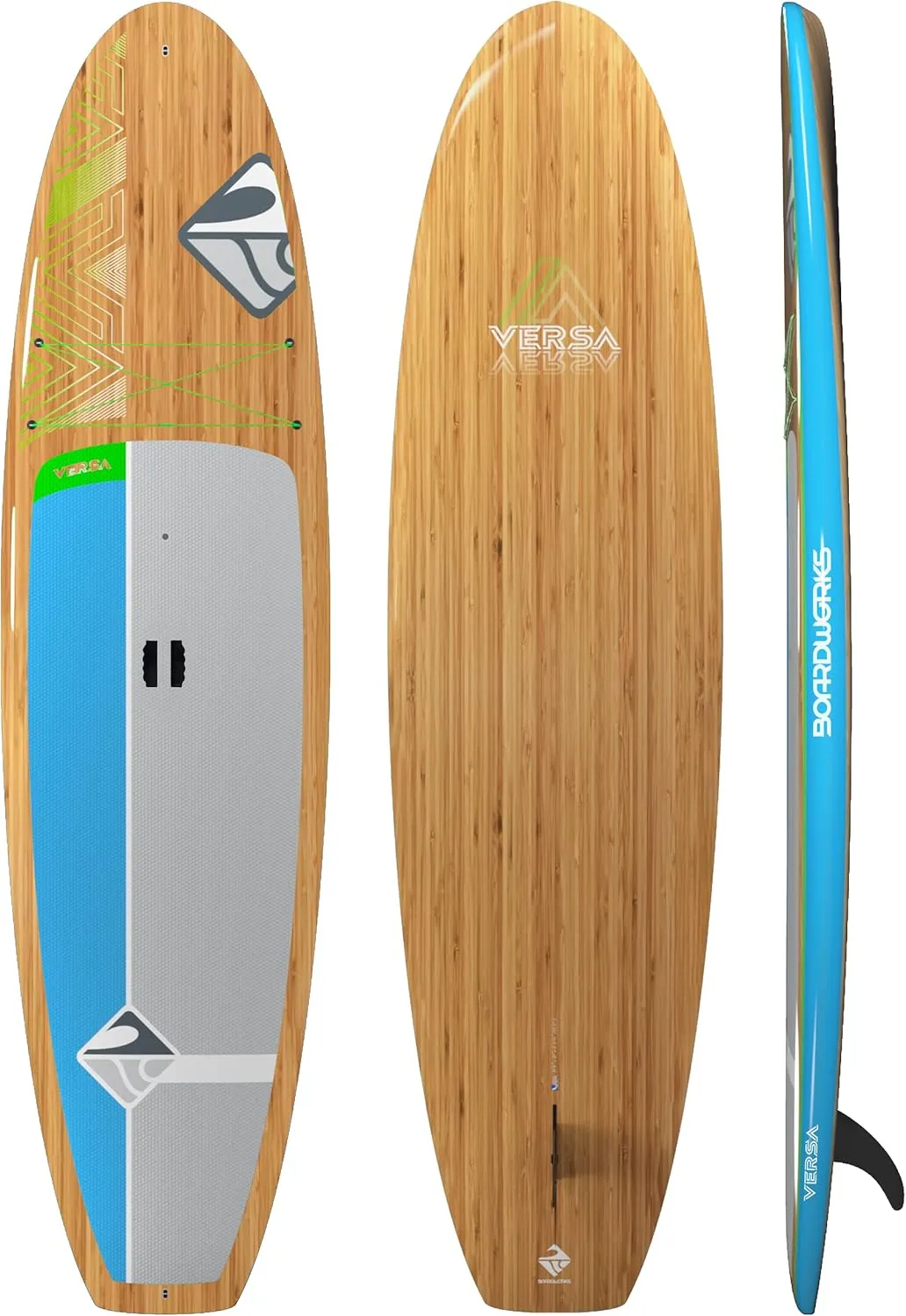 Boardworks Versa | Recreational Stand Up Paddleboard | Bombshell Epoxy Hardboard | 10' 6", Bamboo/Blue (4440529519)