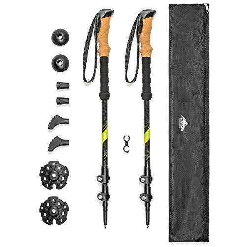 Cascade Mountain Tech Carbon Fiber Collapsible Quick Lock Trekking Poles