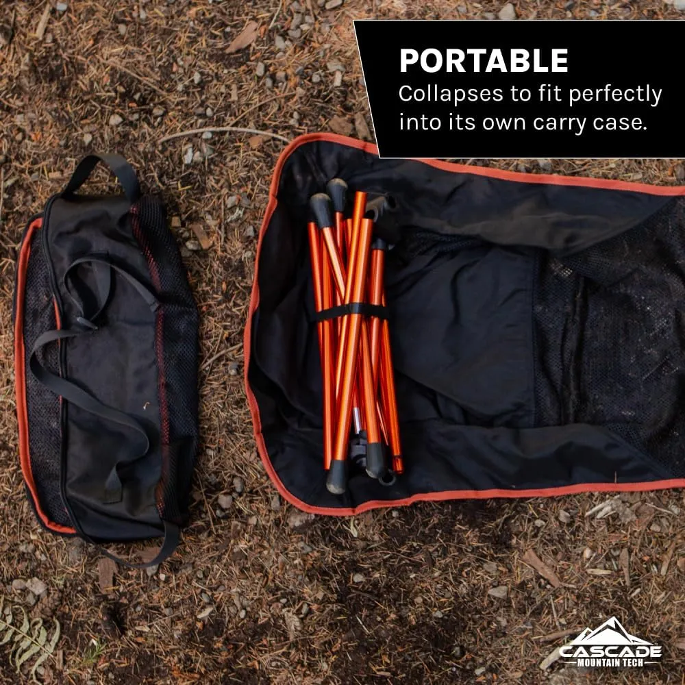 Cascade Mountain Tech Outdoor High Back Lightweight Camp Chair with Headrest and Carry Case - Black
