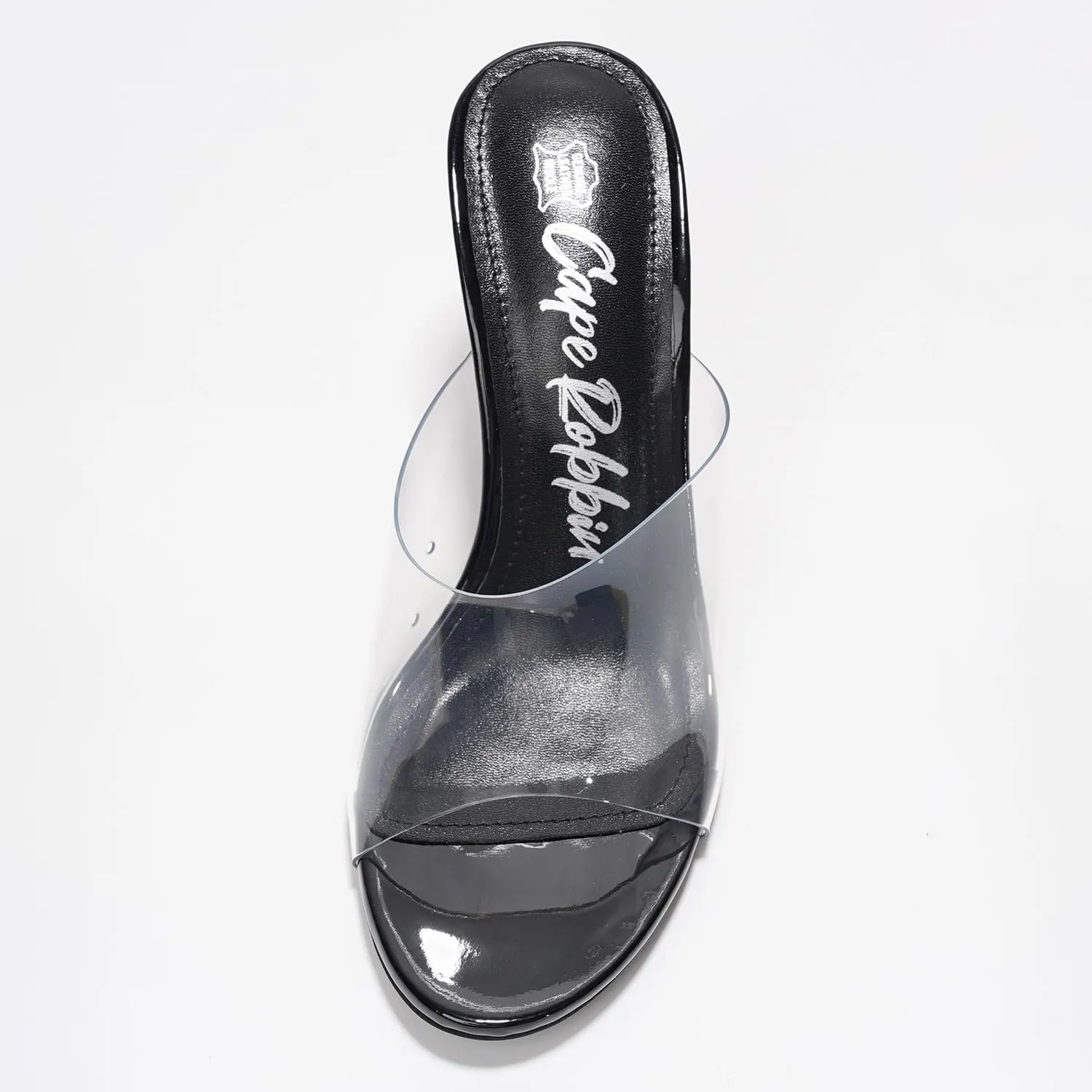 Clear Chunky Heels for Women- Comfy Slip on Heels for Women with Transparent Upper, 3.5-inch Lucite Block Heel & Genuine Leather Insole- Classy Open Toe Wedge Heels for Women (Fusion.A)