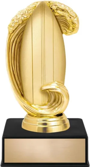 Crown Awards 6" Surf Board with Waves Trophy On Luxury Black Base