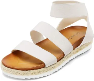 DREAM PAIRS Womens Open Toe Ankle Strap Espadrille Flatform Platform Wedge Sandals
