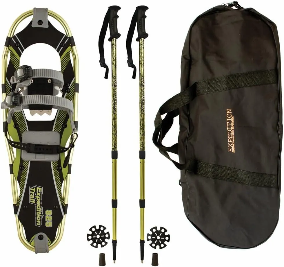 Expedition Lightweight Aluminum Frame Snowshoe Trail Kit with Twist-Lock Trekking Poles, Dual Ratchet Bindings & XPE Trail-Flex Decking, Includes Waterproof Carry Bag