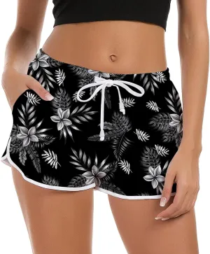 Idgreatim Women Summer Beach Boardshorts Quick Dry Swimwear Bottom Novelty Workout Pants with Drawstring