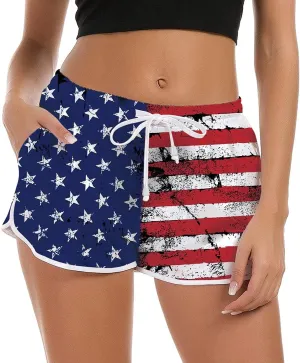 Idgreatim Women Summer Beach Boardshorts Quick Dry Swimwear Bottom Novelty Workout Pants with Drawstring