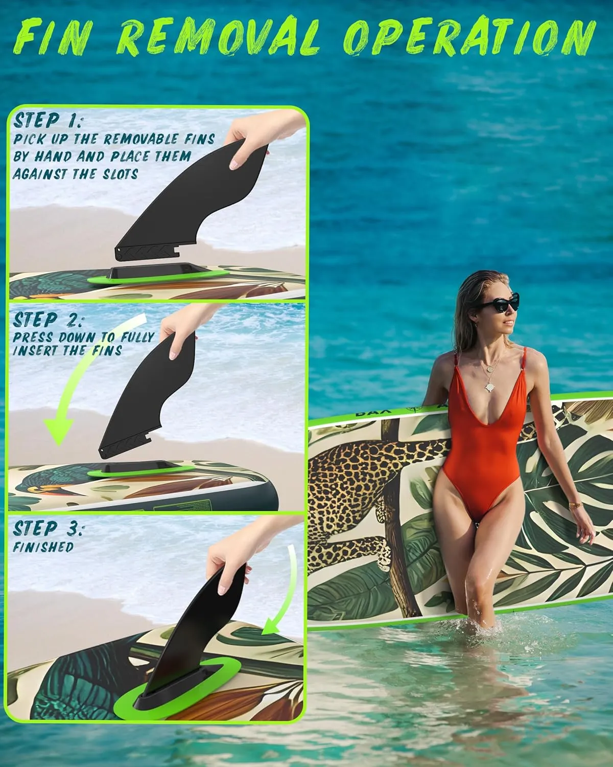 Inflatable Stand Up Paddle Board - 11ft Extra Wide Stable Design Paddleboard with Sup Accessories Backpack, Pump, Ankle Leash, Adults&Youth