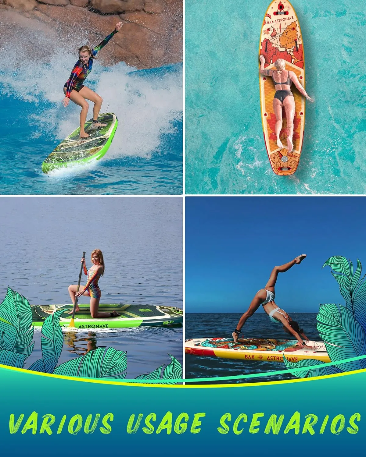 Inflatable Stand Up Paddle Board - 11ft Extra Wide Stable Design Paddleboard with Sup Accessories Backpack, Pump, Ankle Leash, Adults&Youth