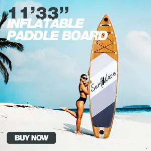 Inflatable Stand Up Paddle Board 11'x34 x6 with Premium SUP Paddle Board Accessories Wide Stable Design Surf Control Non Slip Comfort Deck Deck Leash Paddle and Pump for Youth and Adult