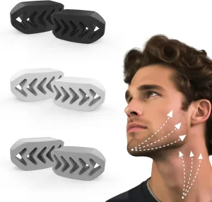 Jaw Exerciser for Men & Women, 3 Resistance, 6PCS (Black)