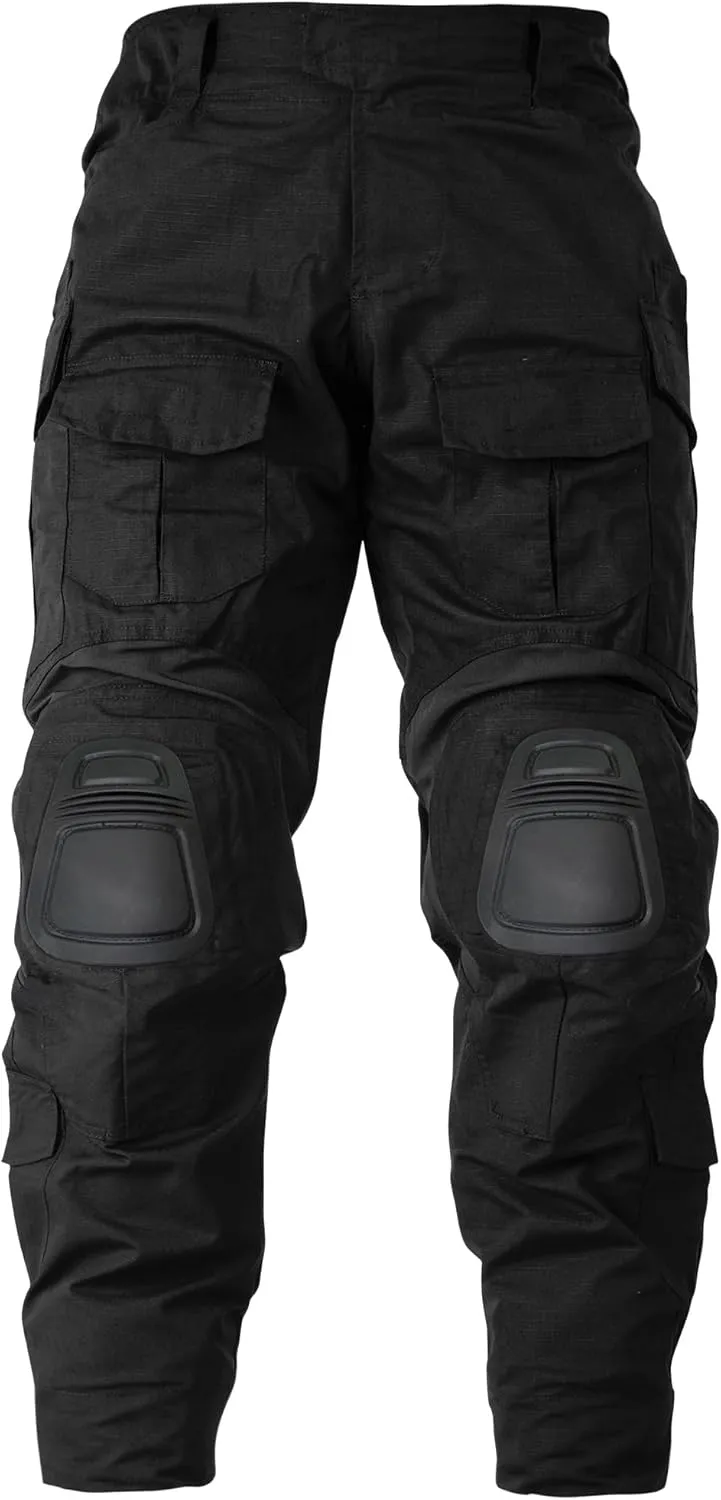 Mens Tactical Pants with Knee Pads Waterproof G3 Combat Pants Camo Cargo Pants with 10 Pockets No Belt