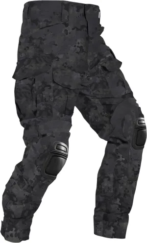 Mens Tactical Pants with Knee Pads Waterproof G3 Combat Pants Camo Cargo Pants with 10 Pockets No Belt