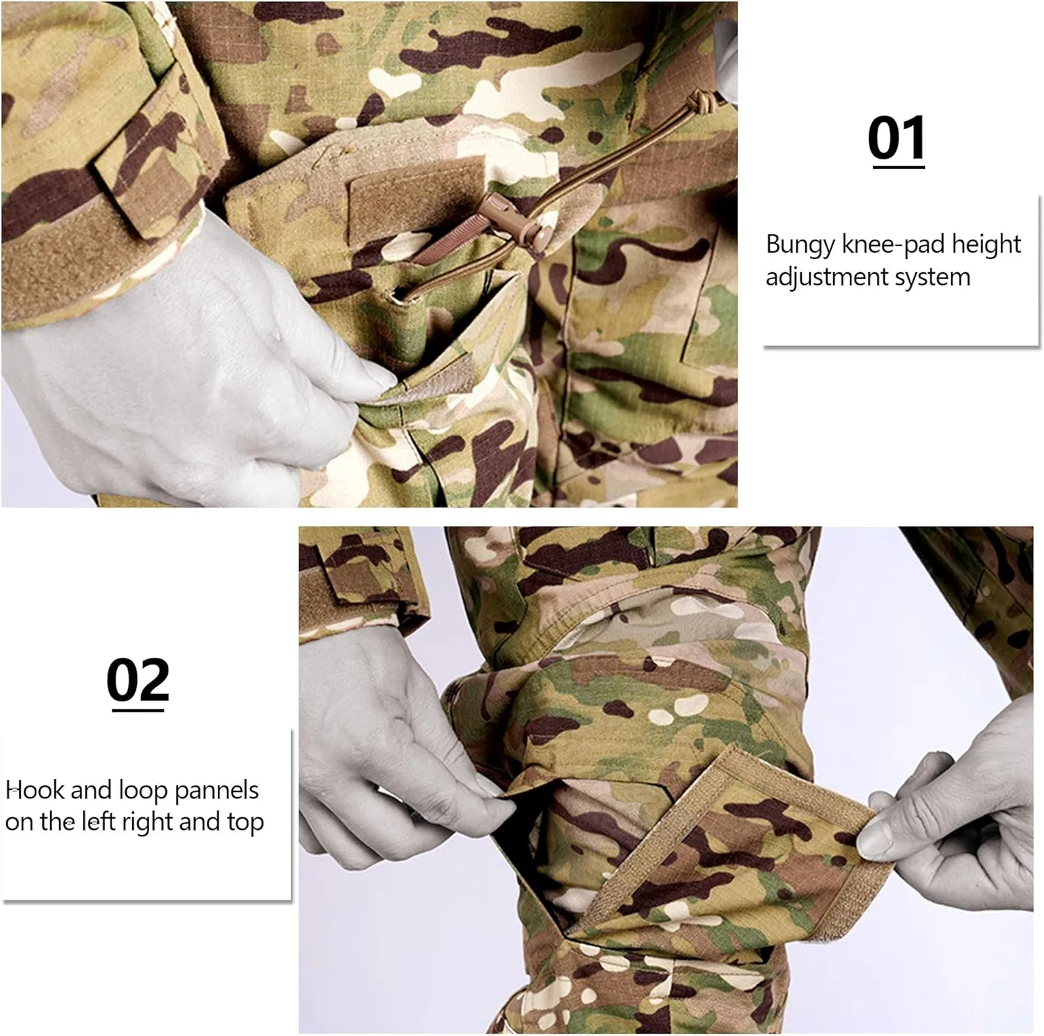 Mens Tactical Pants with Knee Pads Waterproof G3 Combat Pants Camo Cargo Pants with 10 Pockets No Belt