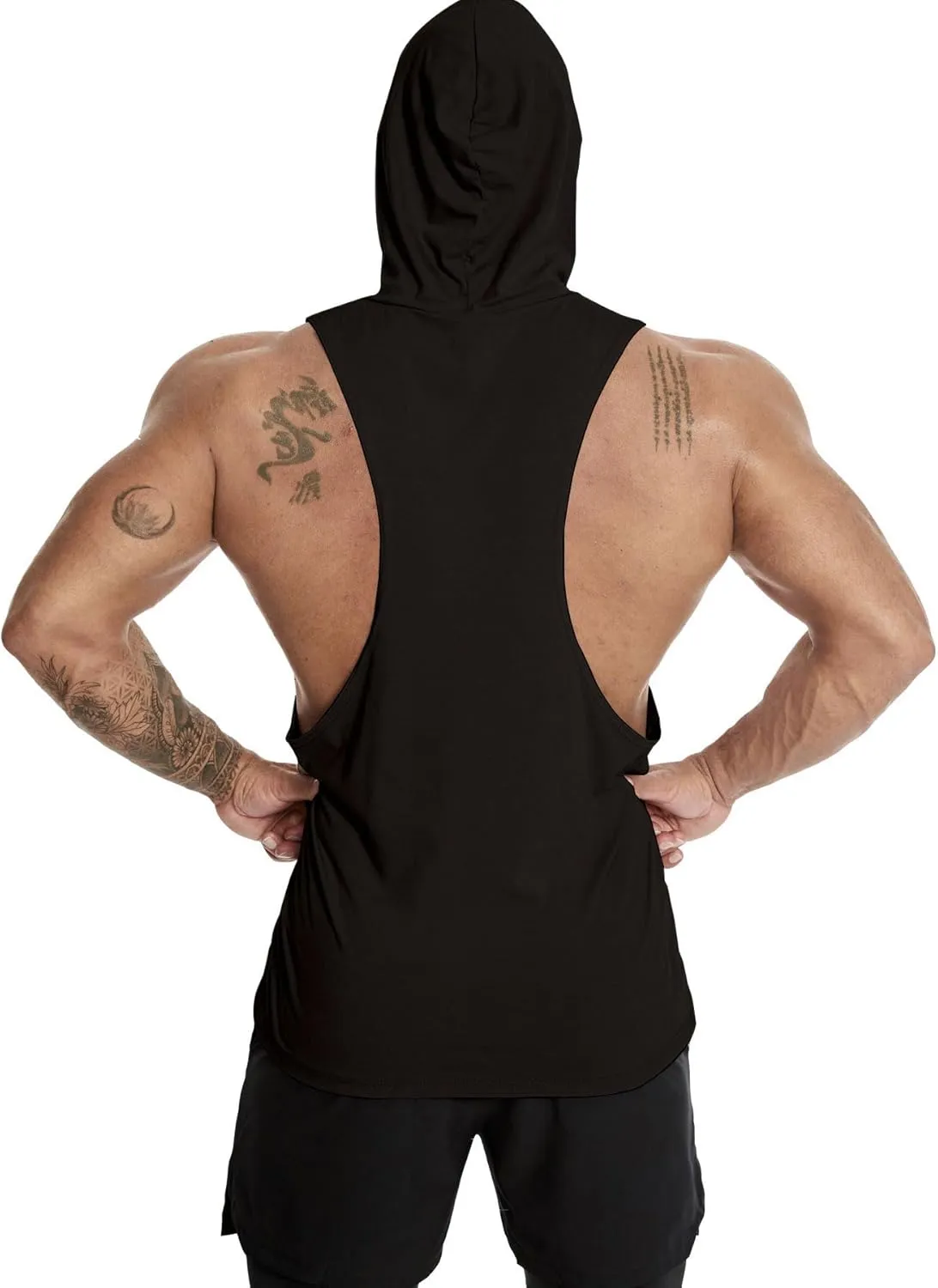 Men's Workout Hooded Tank Tops Sleeveless Gym Hoodie Shirt Bodybuilding Muscle Cut Off T Shirt