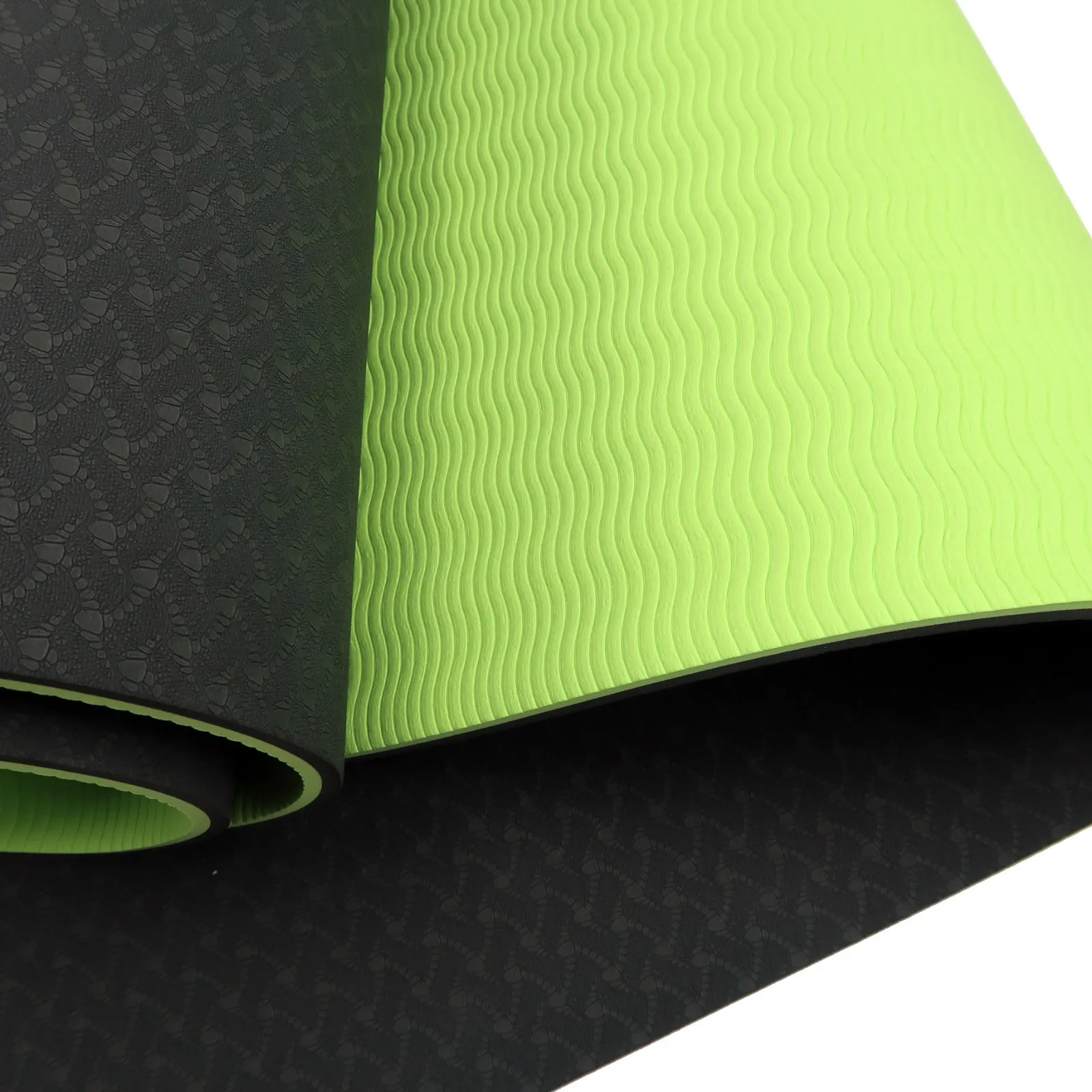 NNEDPE Powertrain Eco-Friendly TPE Pilates Exercise Yoga Mat 8mm - Black Green