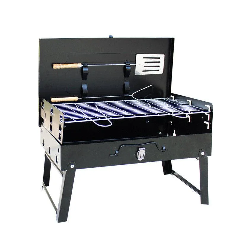 Outdoor Portable Charcoal Grill Folding Box Grill Gift Barbecue Grill.