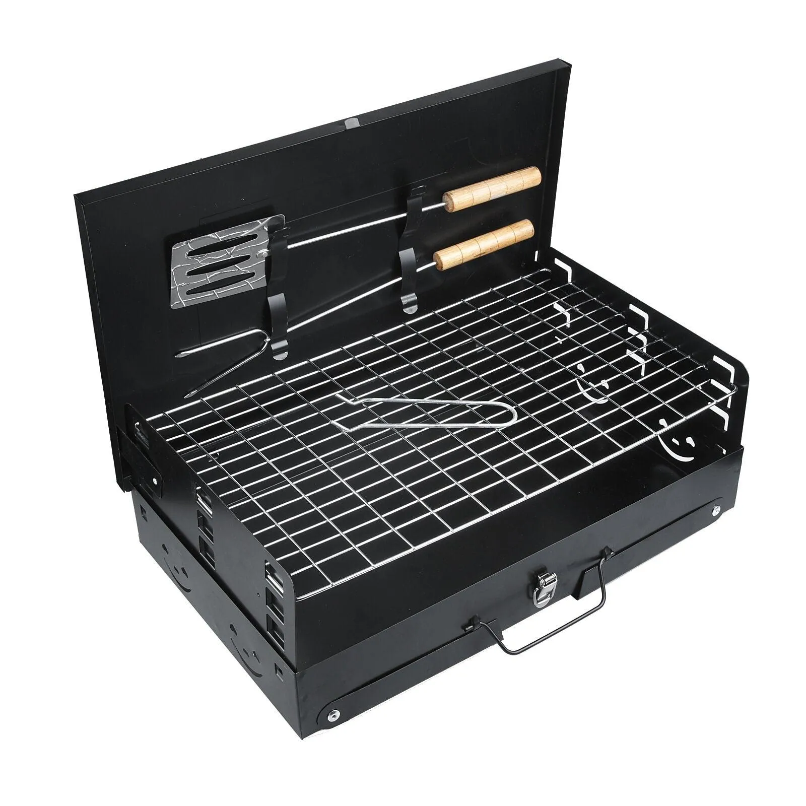 Outdoor Portable Charcoal Grill Folding Box Grill Gift Barbecue Grill.