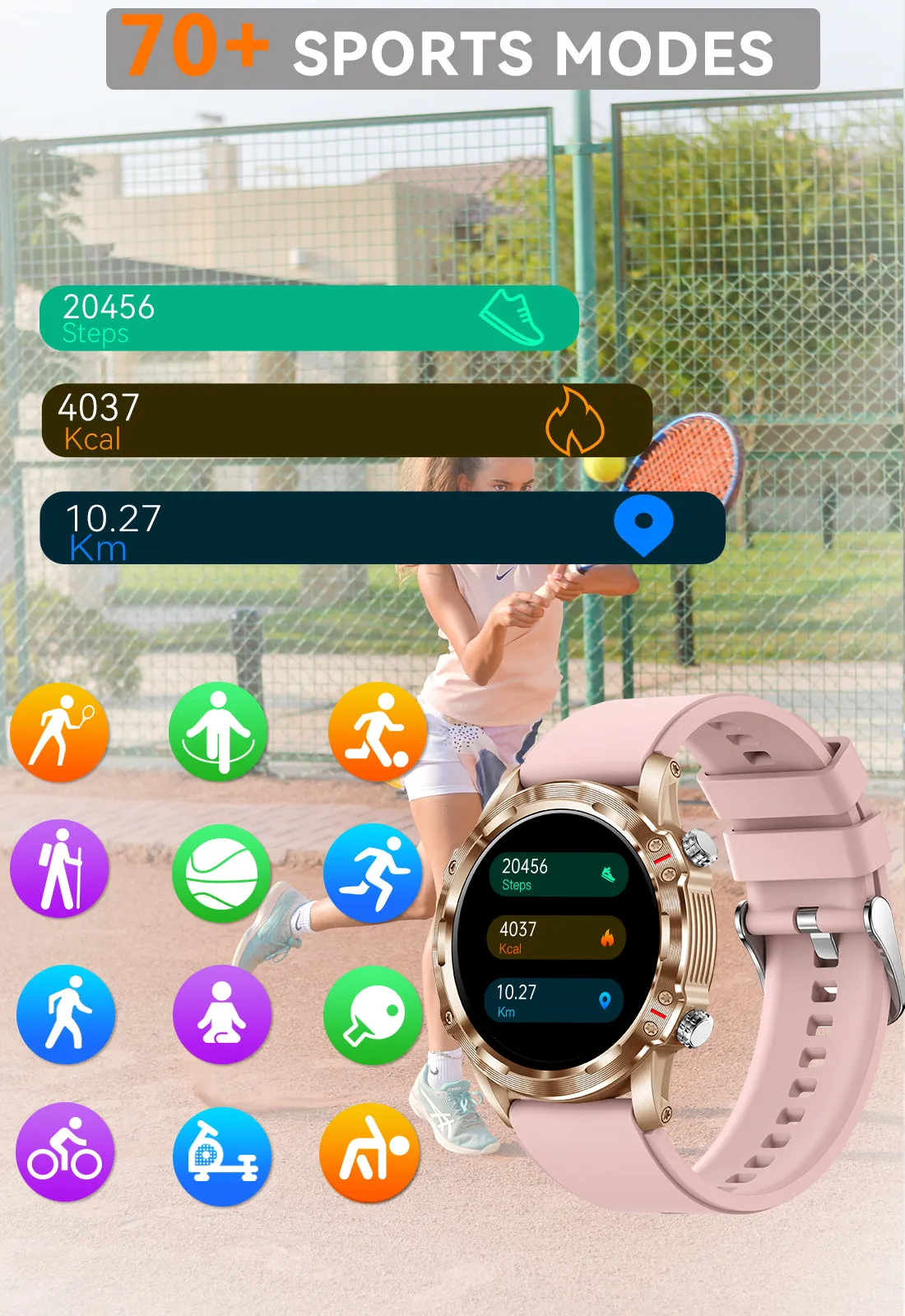 Smartwatch for Men Women 1.32” HD Display Fitness Trackers Watch with Bluetooth Calling Heart Rate Detection Sleep Monitor 70  Sports Modes Step Counter Watch for iOS Android