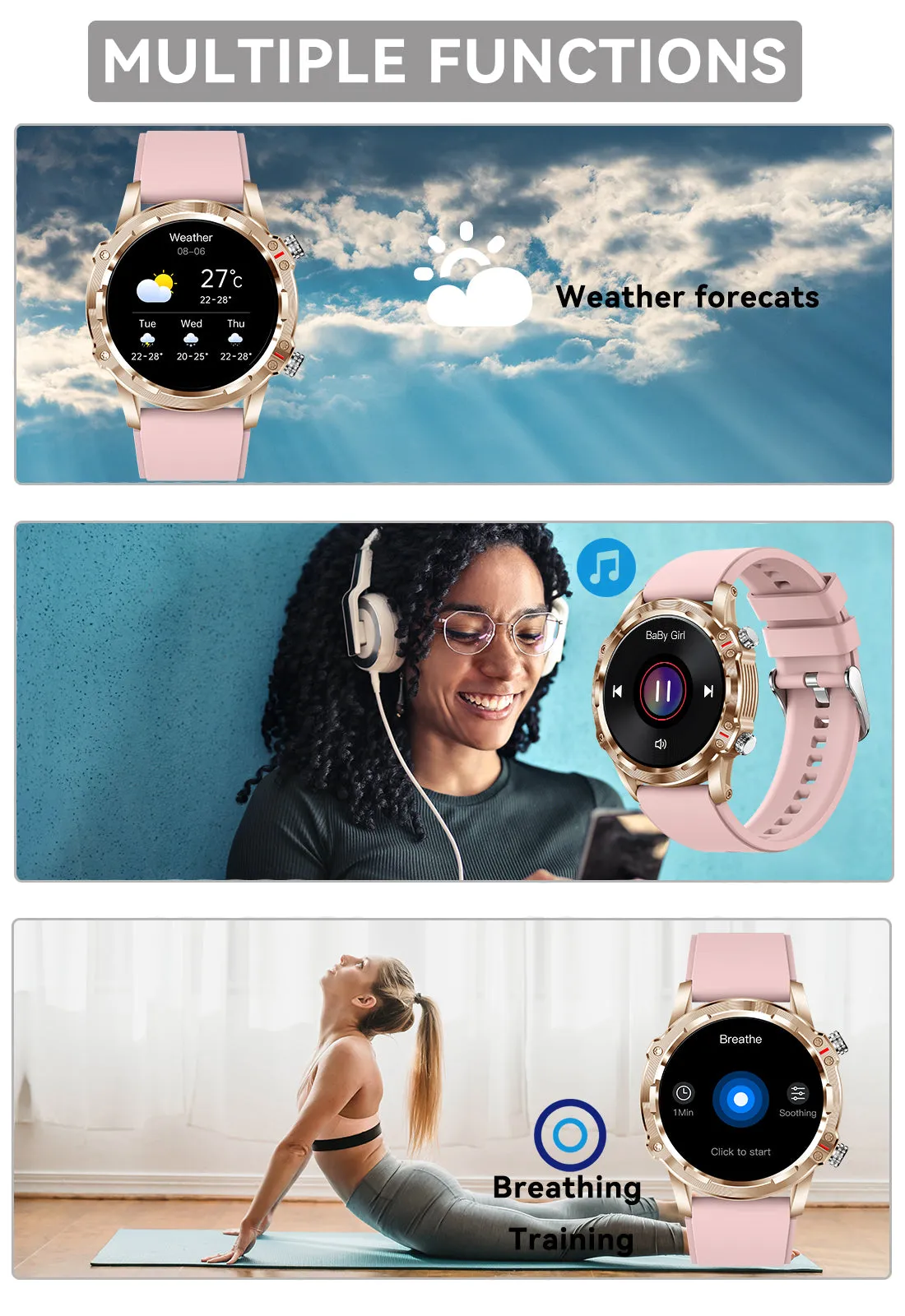 Smartwatch for Men Women 1.32” HD Display Fitness Trackers Watch with Bluetooth Calling Heart Rate Detection Sleep Monitor 70  Sports Modes Step Counter Watch for iOS Android