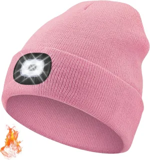 Unisex Beanie with The LED Light, for Men Women Dad Father USB Rechargeable Headlamp Caps