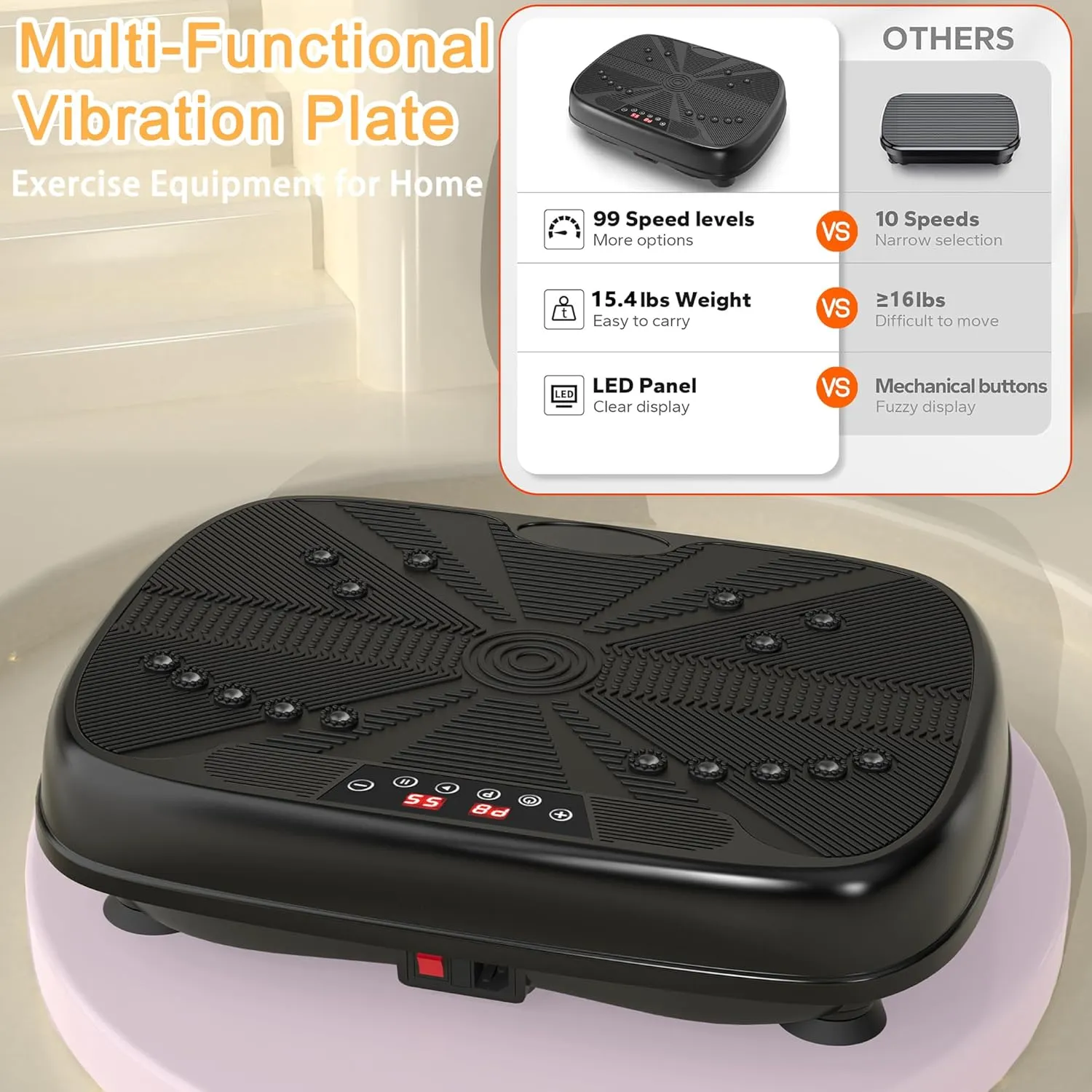 Vibration Plate Fitness Platform Exercise Machine - Vibrating Shaking Full Body Shaker Workout Fitness Platform Vibration Plate for Home Gym