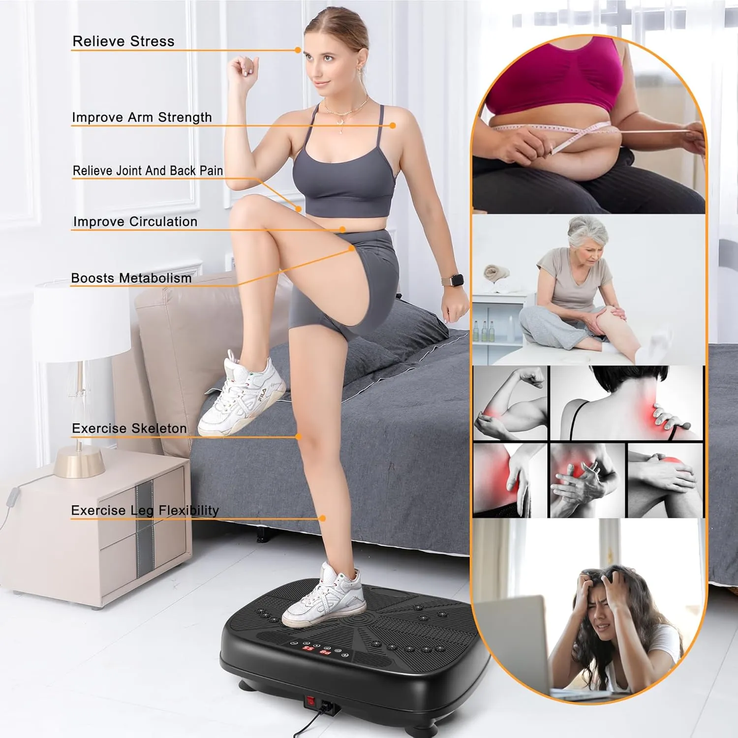Vibration Plate Fitness Platform Exercise Machine - Vibrating Shaking Full Body Shaker Workout Fitness Platform Vibration Plate for Home Gym