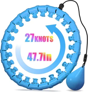 Weighted Hula Infinity Fitness Hoop for Adult Weight Loss, 2 in 1 Smart Fitness Workout Hula Circle Hoops with 27 Detachable Knots, Exercise Fit Hoop Suitable for Women and Beginners