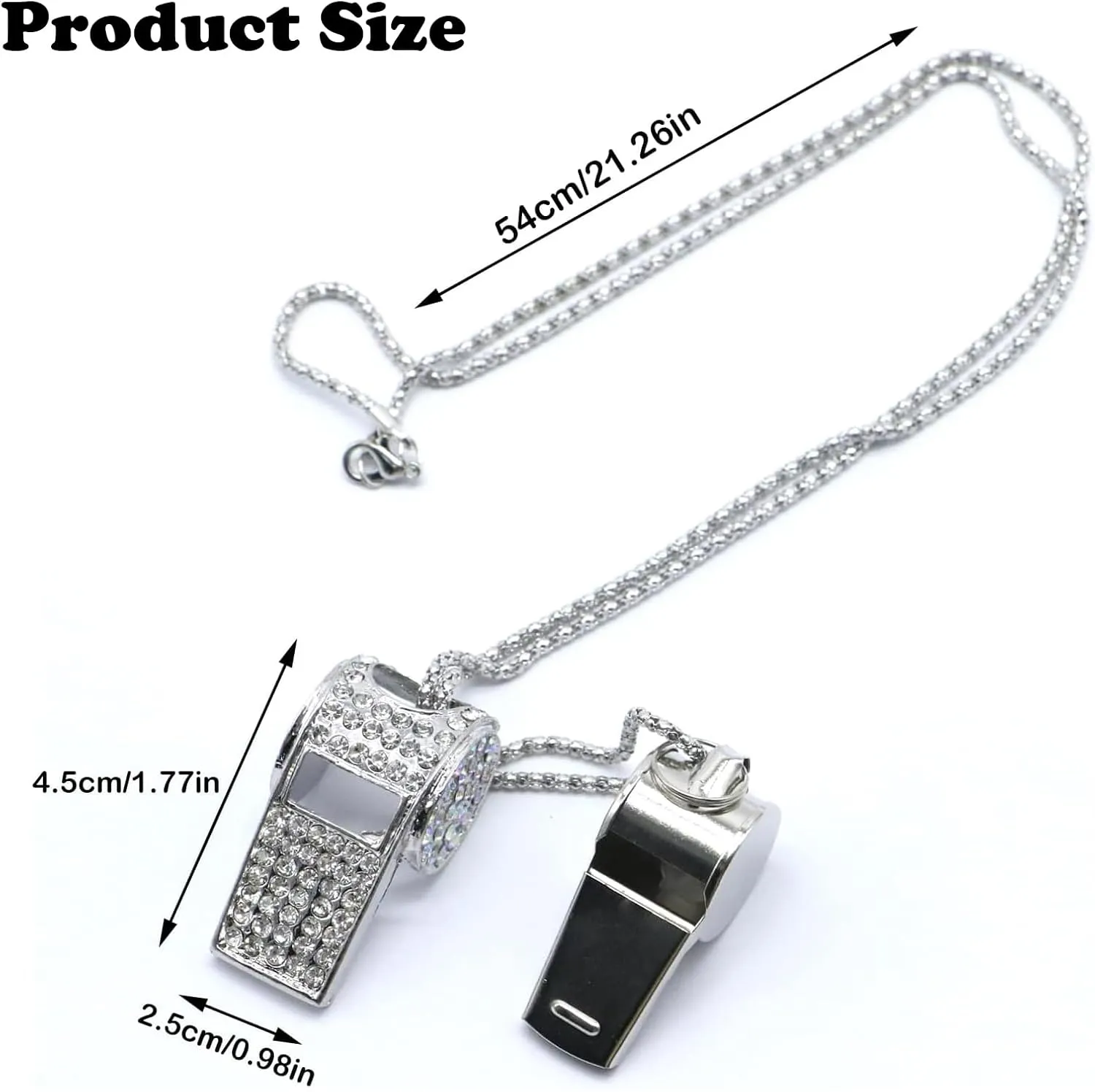 Whistle, Bling Whistle, Metal Crystal Rhinestone Whistle with Keychain, Loud Crisp Sound Whistles for Coach, Referee, Basketball, Lifeguard, Survival