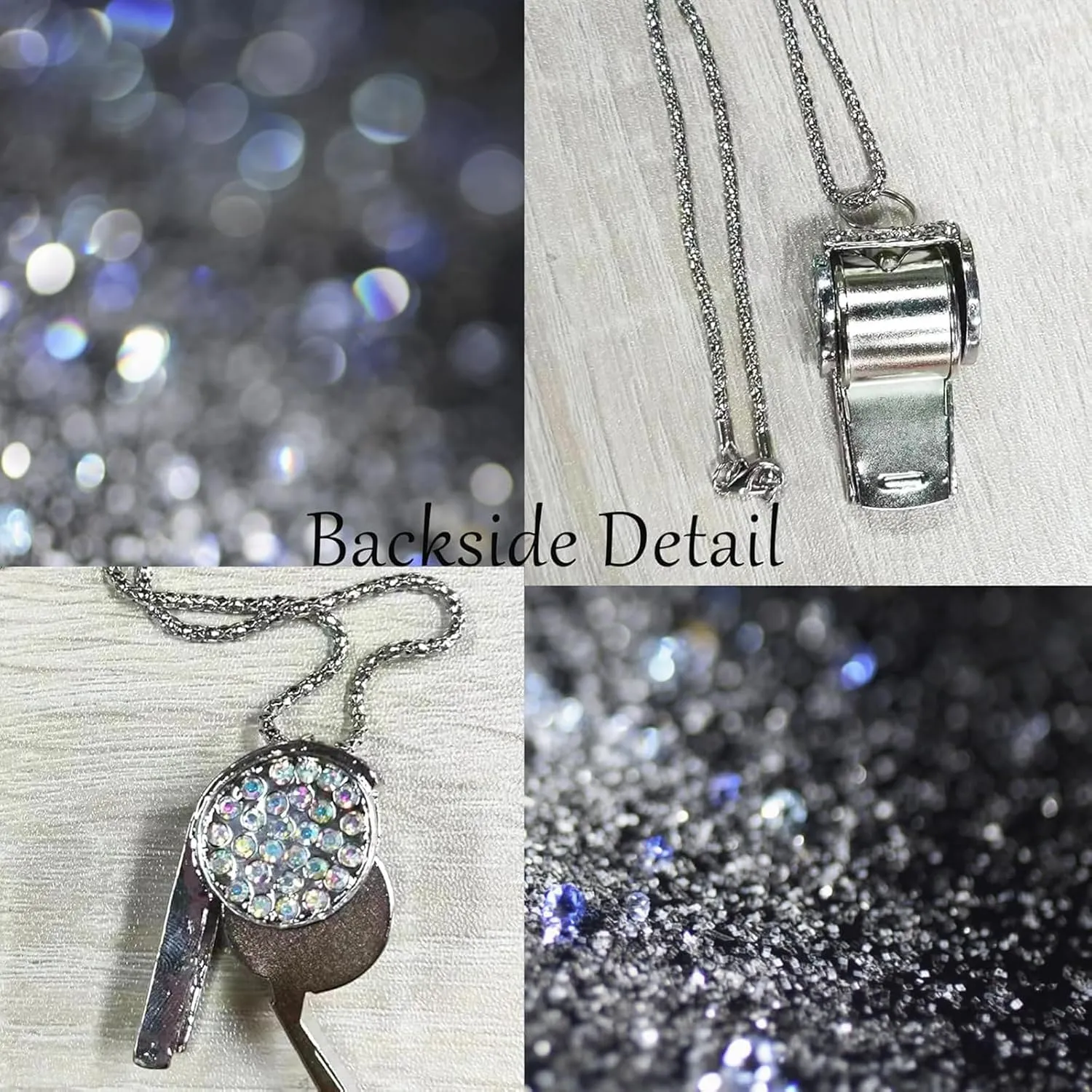 Whistle, Bling Whistle, Metal Crystal Rhinestone Whistle with Keychain, Loud Crisp Sound Whistles for Coach, Referee, Basketball, Lifeguard, Survival