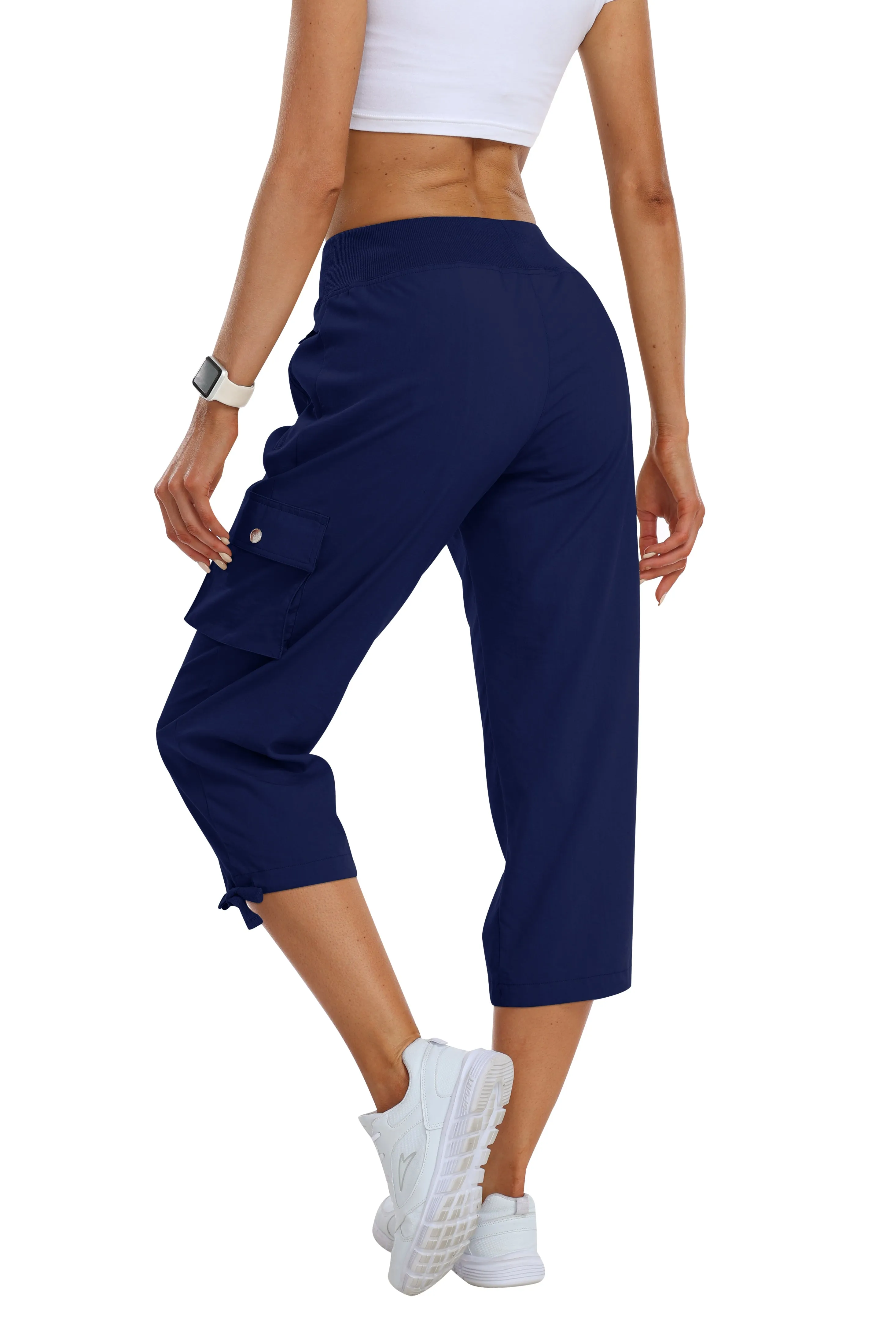 Women's loose casual quick drying travel cargo capri pants