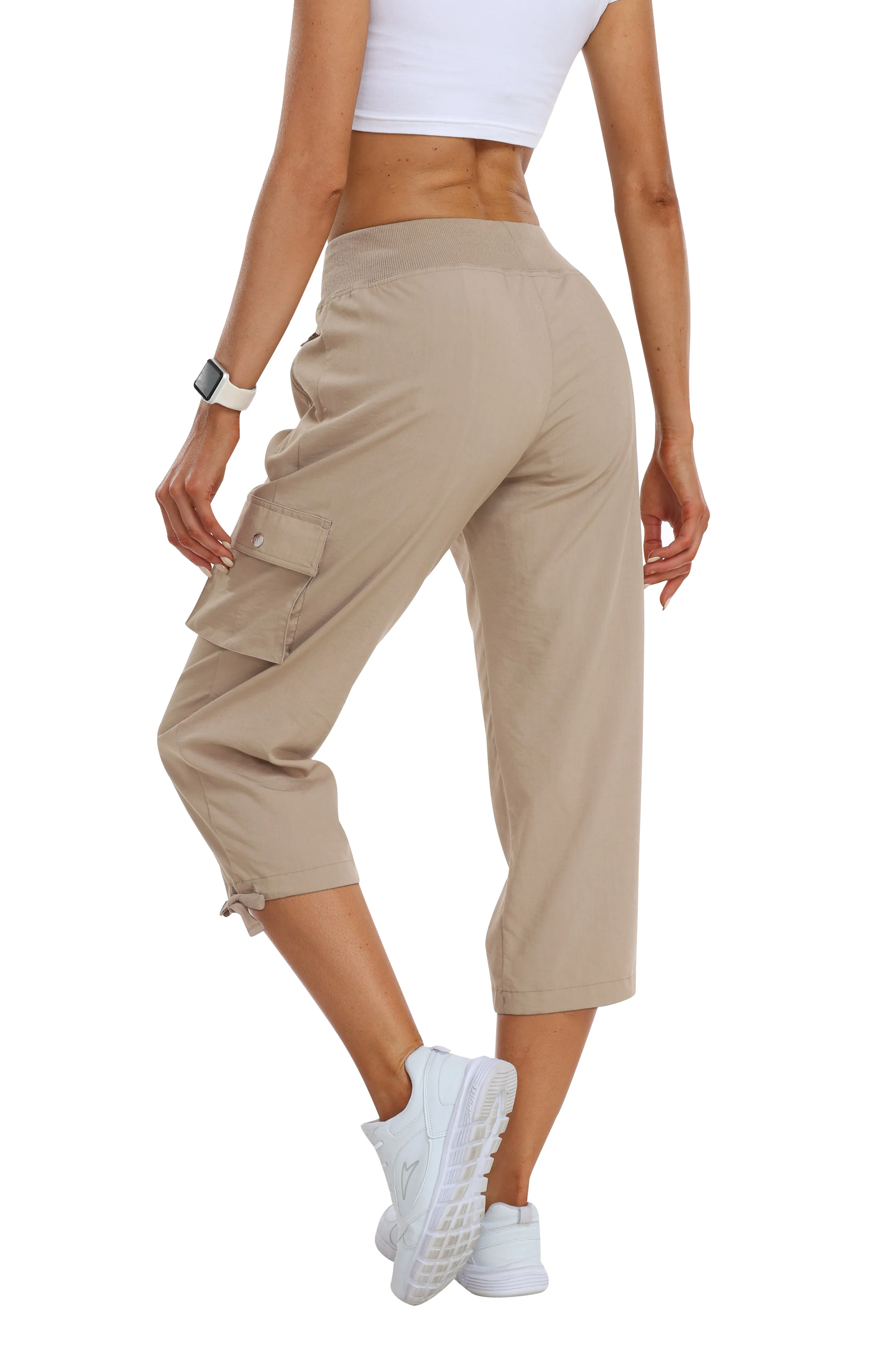 Women's loose casual quick drying travel cargo capri pants
